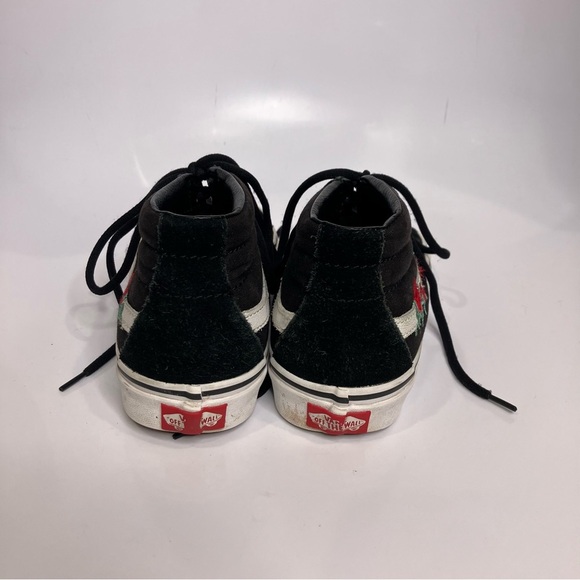 Vans Sk8 mid high top sneakers rose thorns embroidered black red women’s size 8 - Picture 4 of 9
